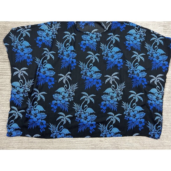 Quacker Factory Top Womens 1X Blue Floral Tropical Poncho Casual - Picture 3 of 11